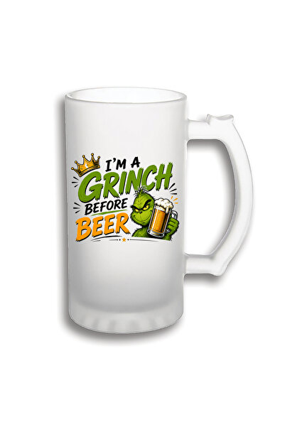 peGiftuiala Halbă de Bere Personalizată 500 ml – „I'm a Grinch Before Beer”