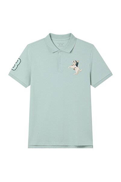 Giordano Men's Slim Fit Napoleon Embroidery Lycra Pique Polo