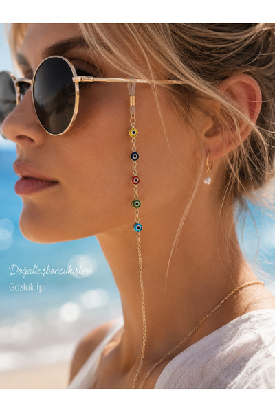doğaltaşboncukişleri Evil Eye Beaded Glasses Lanyard