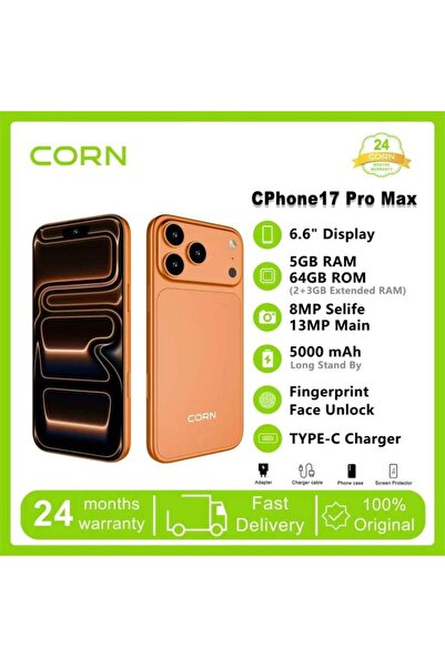 GENERAL هاتف CPHONE 17PRO MAX، شاشة 6.6 بوصة، ذاكرة تخزين 128 جيجابايت + 12 GB (9+3 موسعة) جيجابايت رام، بطارية 5000 مللي أمبير (شريحتين) - برتقالي (ضمان لمدة سنتين).