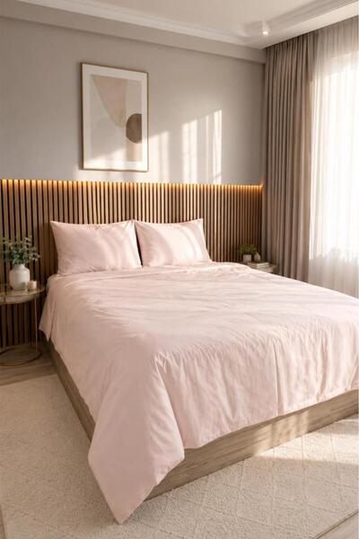 Çeyiz Diyarı Daily Cheap 3 Piece Double Duvet Cover Set 200X220 Powder