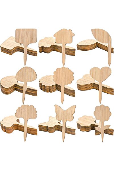 GENERAL 90 Pcs Bamboo Plant Labels, 9 Cute Garden Markers with Heart/Leaf/But...