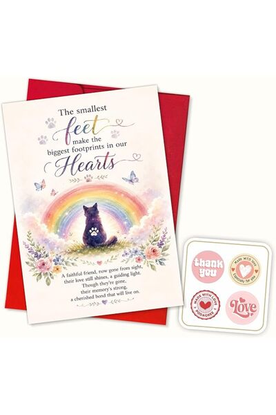 GENERAL (8x5.3 Inch) In Loving Memory Pet Sympathy Card for Dog Cat, Rainbow ...
