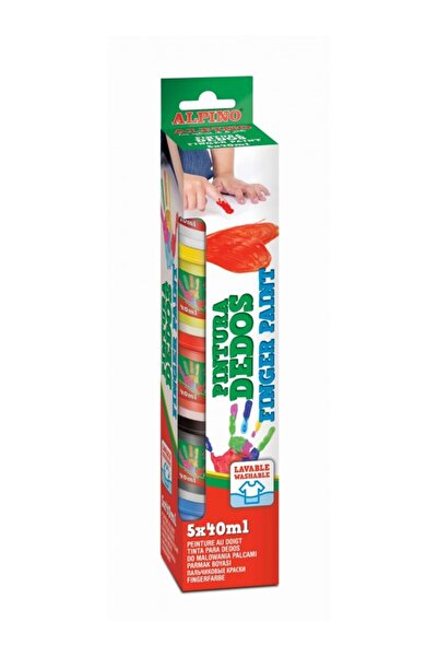 Alpıno Washable Tempera, For Hand Painting, 5 Colors X 40Ml/Set, Finger Paint