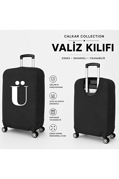 CALKARCOLLECTION Alphabet Alphabet2 Printed Black Luggage Cover Suitcase Prot...
