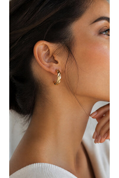 Mise Aksesuar Gold Color Auger Elegant Earrings