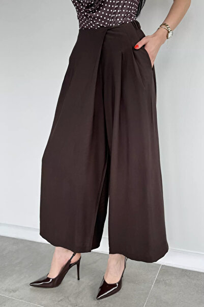 Aryena Brown Women's Pleated Wide Leg Pants