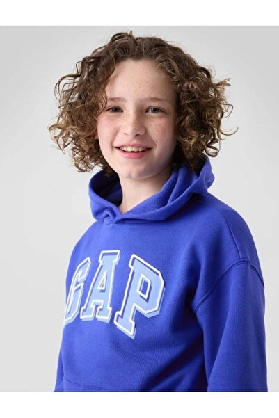 GAP Kids Gap Boys' Logo Printed Hooded Sweatshirt 6-14 Years Blue