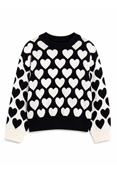 GAP Kids Gap Baby Girl Heart Patterned Soft Knitted Sweater 0-6 Years Black
