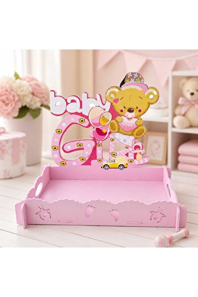 decotoys Tava de botez din lemn bleu Dimensiuni: 36cm x 26cm x 5cm; ~H30cm