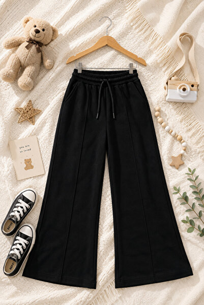 zepkids Girl's Modal Fabric Wide-Leg Black Color Sweatpants – Oysho Quality L...