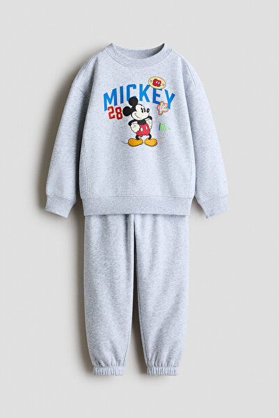 H&M 2 Parçalı Baskılı Sweatshirt Set