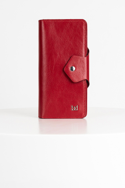 BAYDERİ Lehix Genuine Leather Wallet with Compartments Red