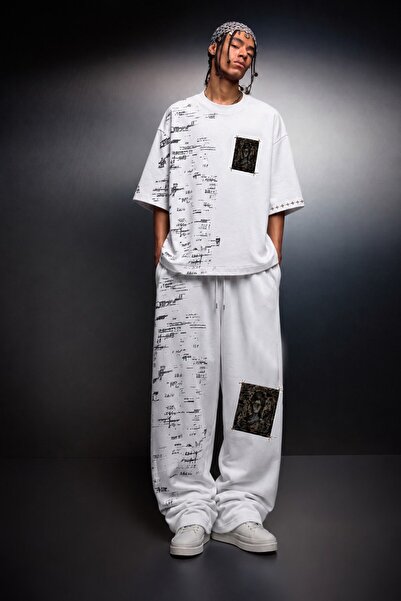Slatra Men's White Semantic Decay Baggy Tracksuit