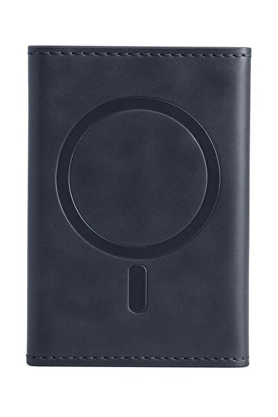 TakÇalıştır Tema Magsafe Leather Card Holder - Navy Blue