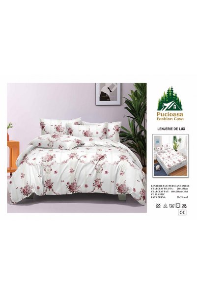 Pucioasa Lenjerie de pat , 4 piese, cearșaf cu elastic