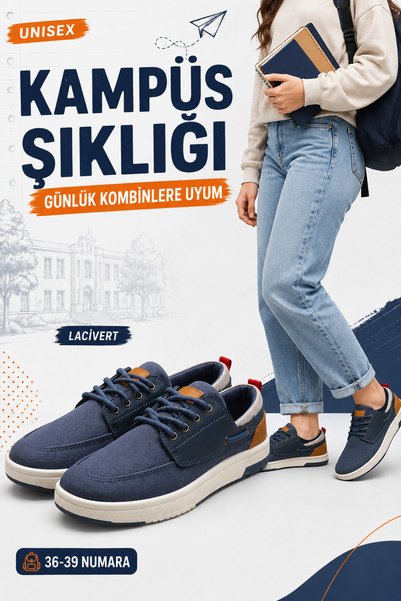 Ayakkabı Deryası Unisex Youth Casual Sneaker Lace-Up Textile Sports Shoes 36-39