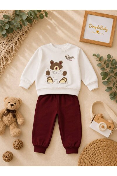Organic Product DimpleBaby Ayıcık Baskılı Bebek Takımı
