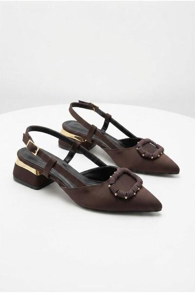 fort 2058-103 4 cm Low Heeled Women's Shoes with Satin Buckle Accessories