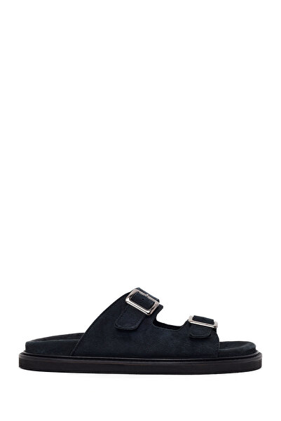 Derimod Men's Black Banded Suede Leather Slippers 26Sfd626310