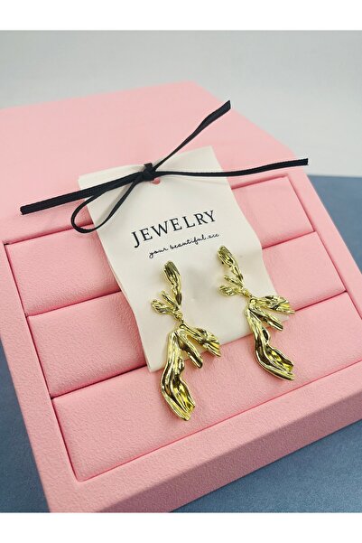 Bozhi Leaf Detailed Earrings Elegant Office Style Complement Stylish Gift