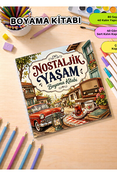 metafortoys Nostaljik Yaşam Boyama Kitabı – 21x20 cm I 40 Görsel I Çocuklar v...