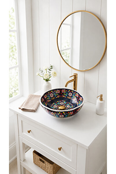 EvaniLife Papatya Model Midnight Garden Serisi El Yapımı Seramik Lavabo Özel ...