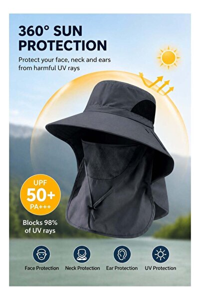 Generic Men‘s Sun Hat with Neck Flap - UPF 50+ UV Protection Fishing Cap Wide...