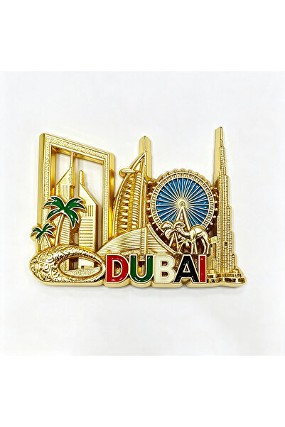 NUJET R587 City landmark metal relief refrigerator stickers gold and silver b...