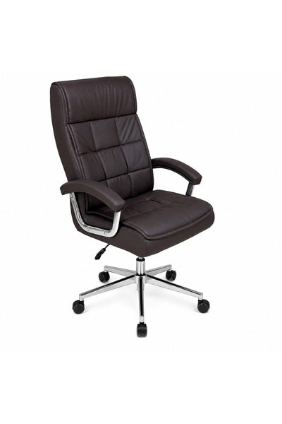 LastHome Luxury coffee-colored leather swivel office chair