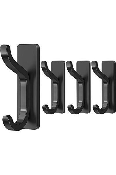 OtherMax Set de 4 Carlige de Perete Autoadezive din Otel Inoxidabil Negre — A...
