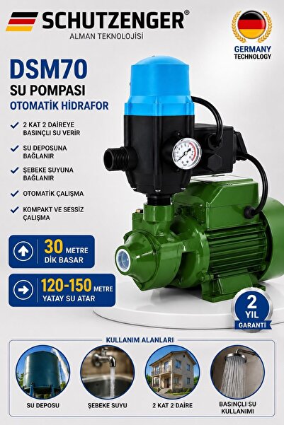 SCHUTZENGER DSM70 OTOMATİK HİDRAFOR SU POMPASI 2 KAT 2 DAİRE İÇİN 150 mt YATA...