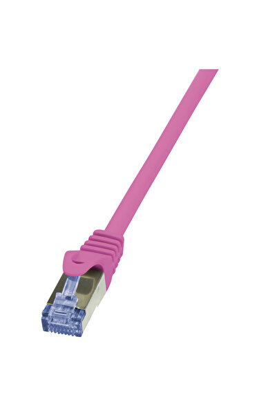 LogiLink Cablu patch S/FTP Cat6a, LSZH, cupru, 7,5 m, roz, AWG26, dublu ecran...