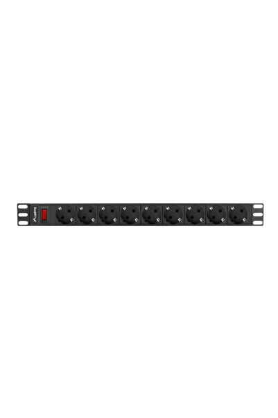 Lanberg PDU 19-инчов захранващ блок, 9 контакта "PDU-09F-0300-BK" (зелена мар...