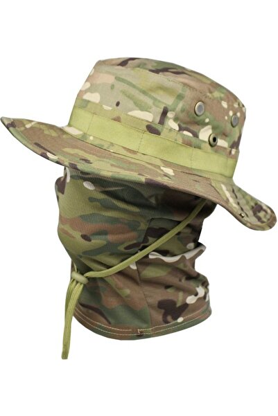 STARSTAR Men's camouflage sun hat with face mask mesh beach/hunting.