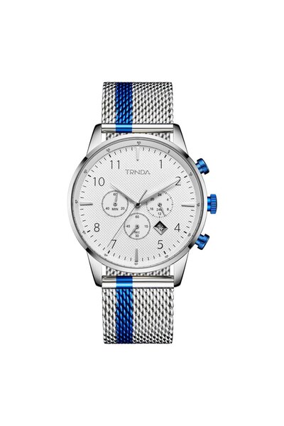 TRNDA Men's Stainless Steel Watch, Silver Mesh Band | Trnda43mm