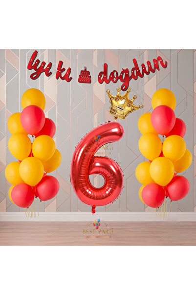 BEST PARTİ Best Sarı-Kırmızı Renk Temalı Doğum Günü Parti Seti Yaş-6