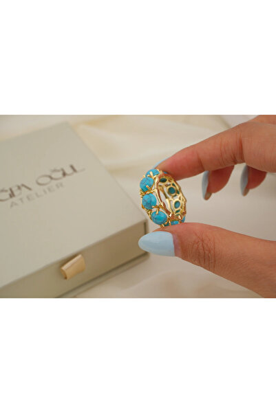 ATELİER TUĞBA Yzk680 Turquoise Stone Vintage Ring