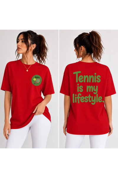 VODEXA Unisex Oversize Tennis Printed T-Shirt 100% Cotton Tennis Themed Comfo...