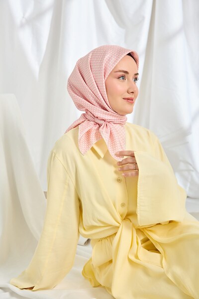 Silk Home Twill Silk Scarf Micro Square Pink