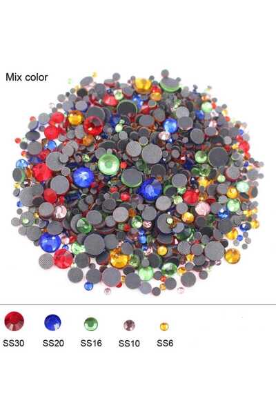 yiğit aksesuar 5 Boy Mix 50 gram Dmc Hotfix Ütü Ile Yapışan Taş El işi Takı y...