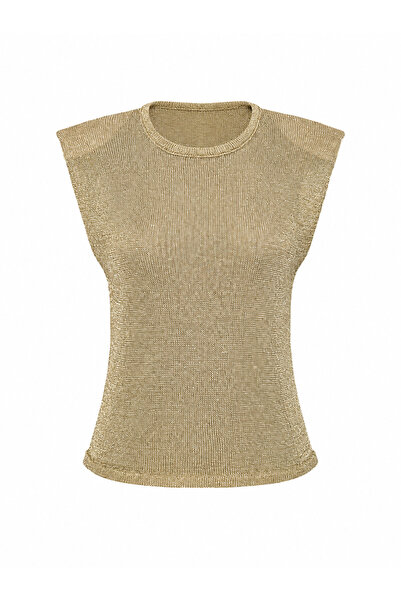 Özge Özgenç Sparkling Blouse with Padded Shoulders