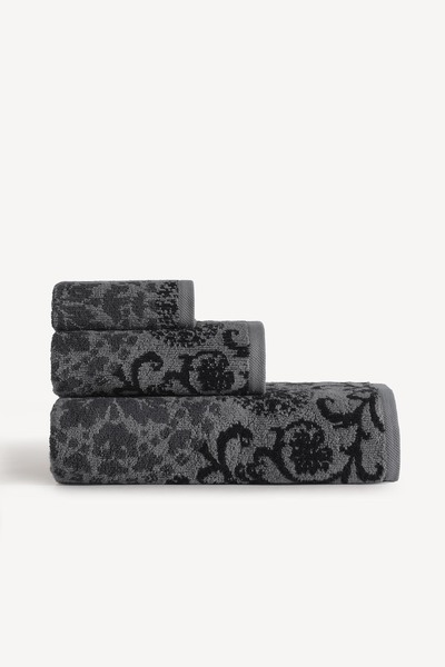 CEMETEKS Matilda Yarn Dyed 3-Piece Towel Set Anthracite