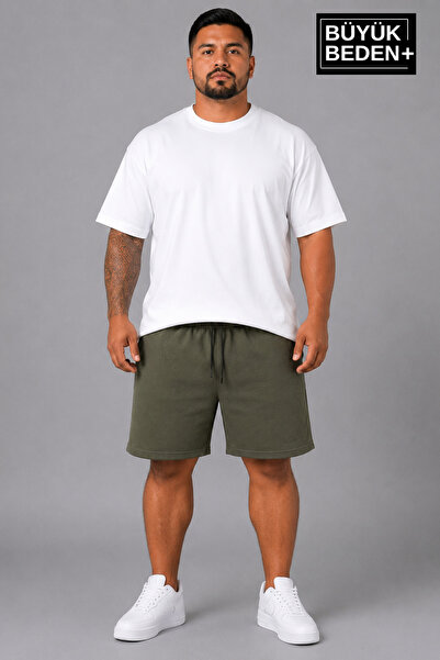 THE ONE Men's Plus Size Shorts Relaxed Fit Elastic Waist Lace-Up Casual Shorts