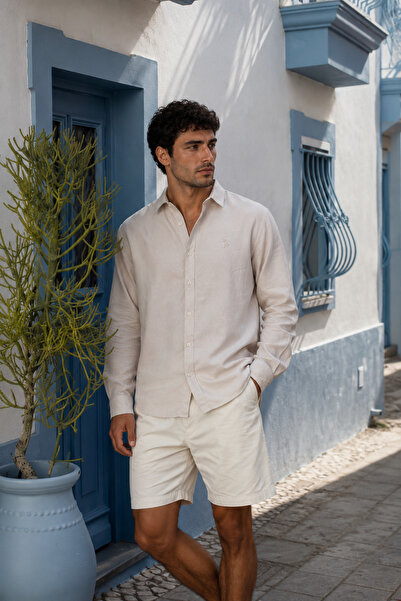 Respire Men's Breathable Oversize Modal Shirt Beige