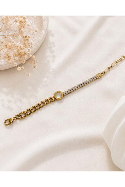 Archhazel Jewelery Brand Model White Stone Gold Waterway Bracelet