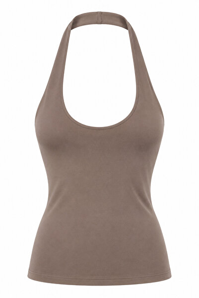 Buket Teke Brown Polyamide Halter Top