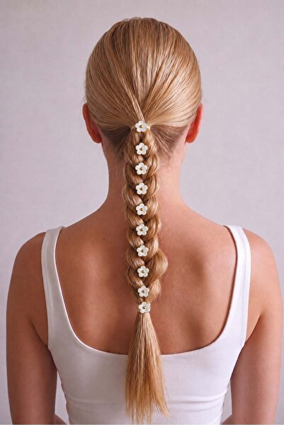 Katia&Bony Flower Shaped 10-Piece Hair Earrings White