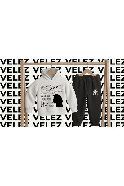 STİL-X Michael Jackson Printed 3 Thread Yarn Hooded Children's Tracksuit Set