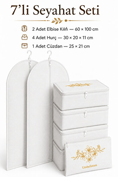 umbellatum Suitcase Organizer 7-Piece Travel Set – Suitcase Organizer with St...